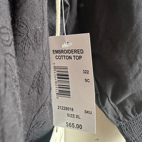 Caffe Marrakesh Embroidered Cotton Long Sleeve Top Black XL - Picture 3 of 11